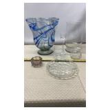 Hand-blown Italian art glass ruffled handkerchief