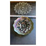 Vtg Carnival Glass Pioneer Smoke Fruit Design