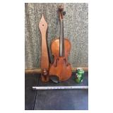 Late 19th Century German violin, wooden wall