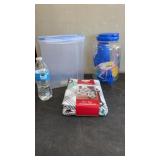 Peva Tablecloth, Drink Dispenser with glasses and