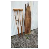 Vtg Wooden Crutches and Ironing Board
