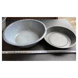 ANTIQUE GRAY ENAMELED WASH BOWLS GRANITEWARE