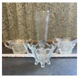 Mid Century "Orchid" pattern pressed glassware