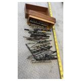 Wooden Box full of Drill Bits and more