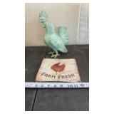 Cast Rooster and Farm Fresh Metal Sogn
