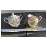 Japanese lusterware creamer and sugar bowl set