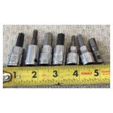 Assorted bit sockets, including hex and Torx