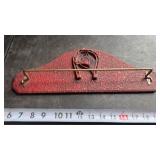 Vtg red and gold painted wooden tie or belt rack