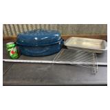 Granite Ware speckled blue roaster, Stainless