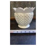 Hobnail White Milk Glass Fenton Jardiniere Vase