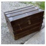 Vtg Flat Top Steamer Trunk