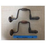 Two Wooden Handle Bit Brace Hand Drills