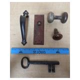 Antoque Brass Door Plate, Door Knob Set, Door