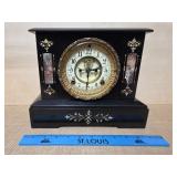 Ansonia Black Marble Mantel Clock Newly Restored