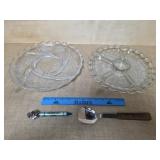 Two Frosted Design Condiments Platers Excellent