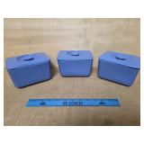Three Westinghouse Blue Refrigerator Dishes and
