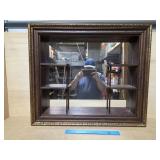 Wooden Mirrored Shadow Box Wall Shelf 29 Inches