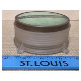 Frosted Glass Green Lid Powder Jar from Art Deco
