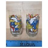 1983 Smurf Glasses Featuring Smurfette and