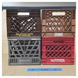 Four Milk Crates Hard Plastic with Advertising