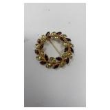 Vintage Gold Filled Brooch Pin Amber & Pale Green
