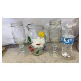 2-Ball Mason Quart Jar Glasses, Glass Pitcher