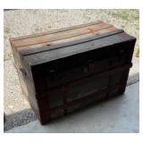 Vtg Flat Top Steamer Trunk