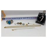 Costume jewelry-Gold Toned Chains, Hairpin,