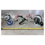 Vtg style ceramic figurines feature jumping