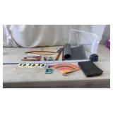 Plastic Tote with Rooster Coasters, Rubber Mats,