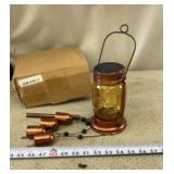 Copper Toned Hanging Solar Lantern with Chimes