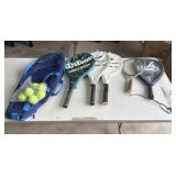 Tennis rackets with balls and bag
