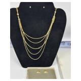 Gold-tone multi-strand necklace, Goldtone Square