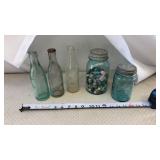 Ball Blue Glass Jars with Zinc Lids, Embossed
