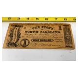 1862 One Dollar Currency Note "STATE OF NORTH
