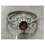 Seta 925 Silver Vintage Garnet Band Ring Sz 10