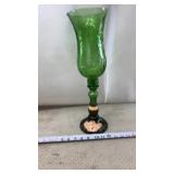 Vintage Italy Empoli Glass Candle Holder Vase