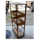 Roll Around Wood Cart with pull out shelves