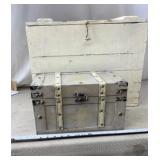 Distressed rustic white painted wooden chest &