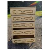 Pff-white 5-drawer dresser features gold-accented