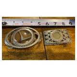 Vtg Banded agate gemstone set in a silvertone