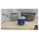 Tin watering can,tub ,and more