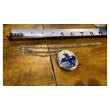 Delft windmill locket necklace featuring a