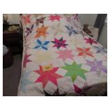VTG HAND SEWN STAR QUILT, APPEARS TO BE