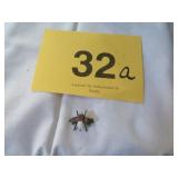 925 ANTIQUE RUBY RED AND ? STONE FLY