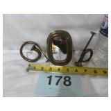 MINIATURE SOLID BRASS MIRROR/HORNS