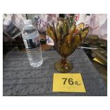 VIKING AMBER GLASS HANDKERCHIEF VASE