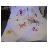HAND SEWN COWBOY QUILT , ALOT OF DETAIL