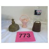 Brass Bell,Cow Bell,Camark Pink Basket