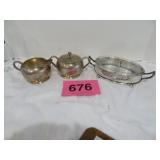 Silver Plate, Sugar, Creamer, Divided Dish